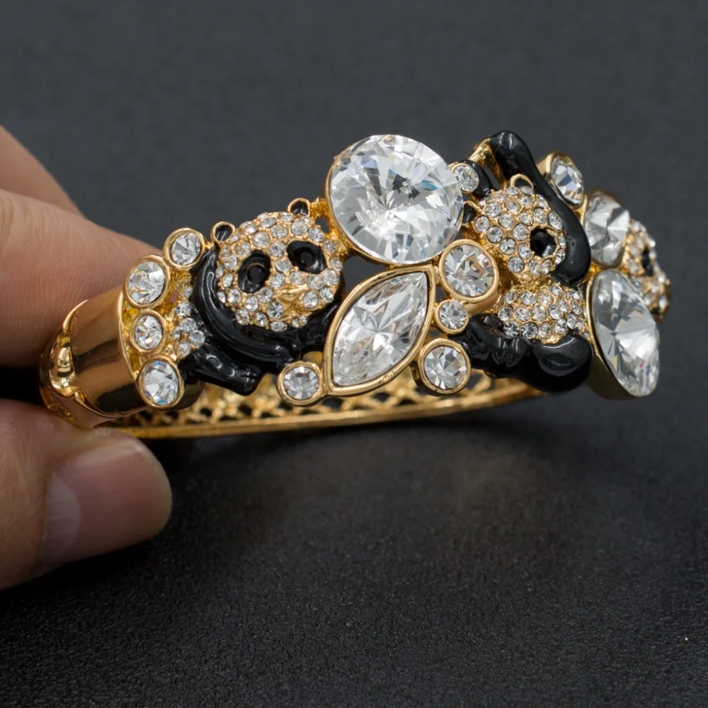 High Quality Austrian Crystals Panda Bracelets Bangles Cuff Women