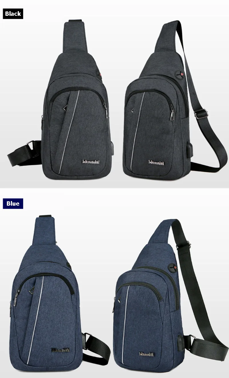USB Charging Men Backpack Canvas Anti Theft Teenager Chest Bag Women Headphone Hole Casual Shoulder Bag Sac A Dos Homme BP0222 (28)