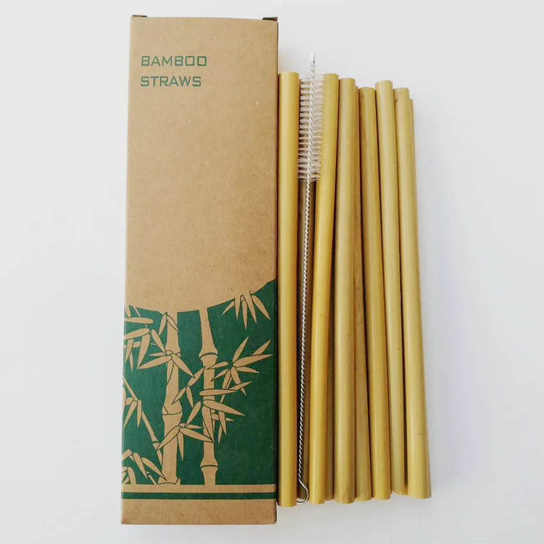10 шт. соломинки для питья, логотип customiz, натуральные бамбуковые соломинки многократного использования, экологически чистые, вечерние, перерабатываемые, для кофе, кухни, чистящая щетка