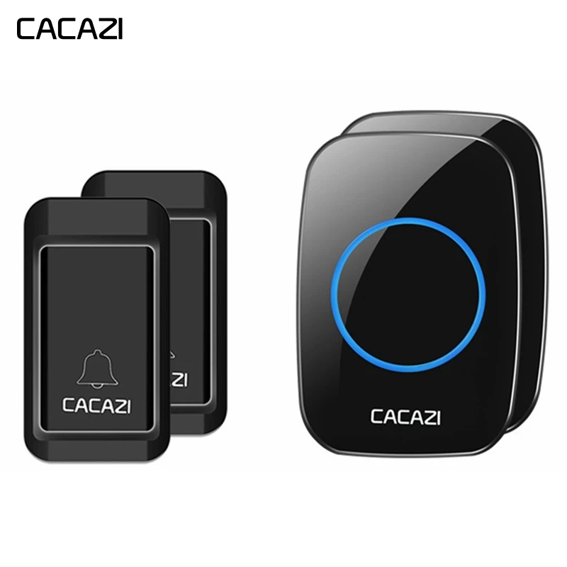 

CACAZI Wireless Waterproof Doorbell Self-powered No batteries 2 Button 2 Receiver US EU UK Plug chimes Home Cordless door bell