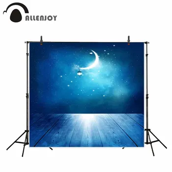 

Allenjoy photography background Cartoon night stars beautiful moon children professional festival photographic floral backdrop