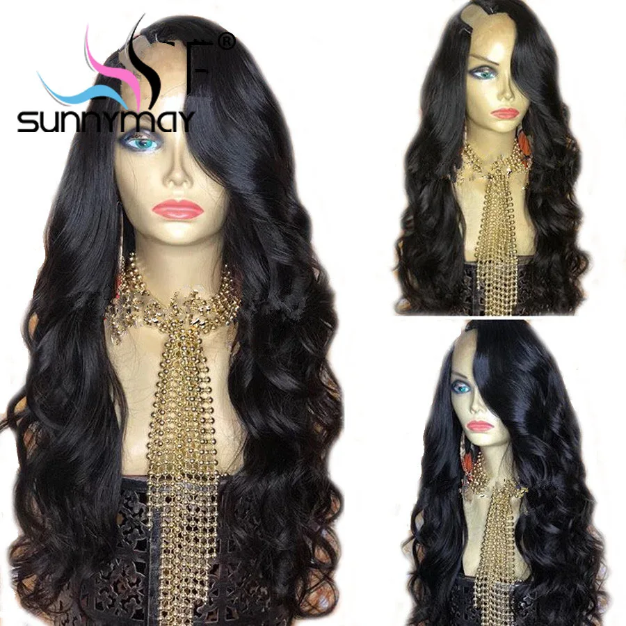 Murah Sunnymay 2*4 U Bagian Wig untuk Wanita 180% Kepadatan Tubuh Gelombang Wig Mesin Brasil Remy Rambut Manusia wig
