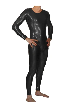 Мужское кашемировое термобелье с О-образным вырезом и длинным рукавом, боди из искусственной кожи, цельные осенние и зимние колготки - Цвет: Черный