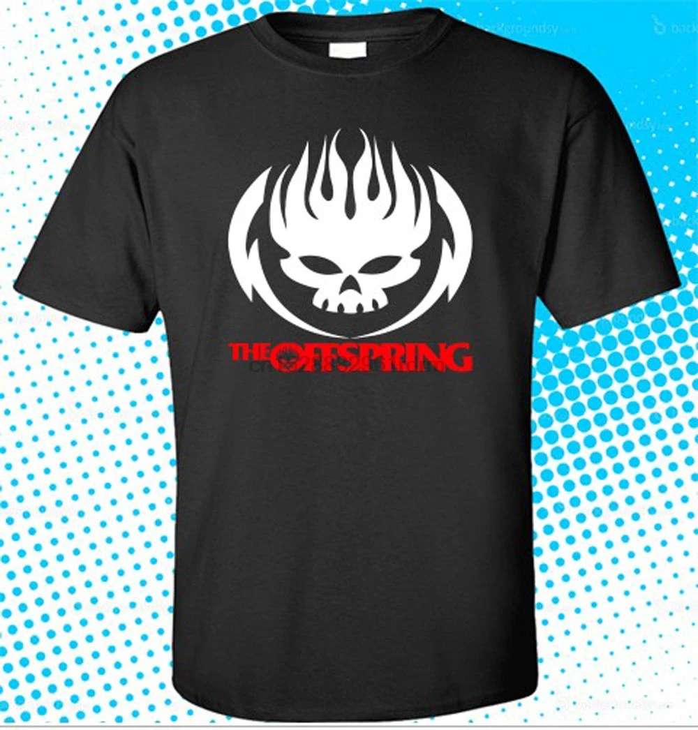 

Summer 2019 New New The Offspring Skull Logo Rock Mens Black T-Shirt Size S-3XL Summer Style Casual Clothing