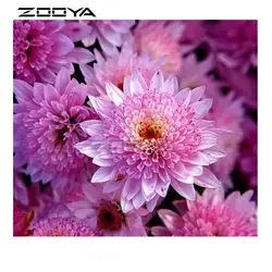 ZOOYA 5D DIY ручная работа алмазная вышивка цветок роспись алмазной мозайкой розовый круглый алмаз вышивка крестиком Хризантема R2276