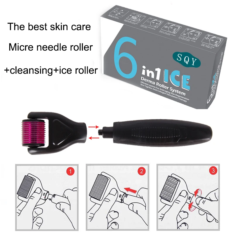 DRS 6 in 1 Micro-needle Roller Medical Therapy Skin Care Tool Titanium Mezoroller Dermaroller for skin care/Hair Loss Treatment