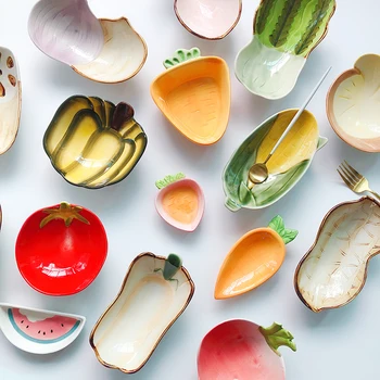 

13 Style Storage Tray for Food Ceramic Dish Fruit Breakfast Plate Jewelry Display Vegetable Shape Soap Box Home Decro Ornaments