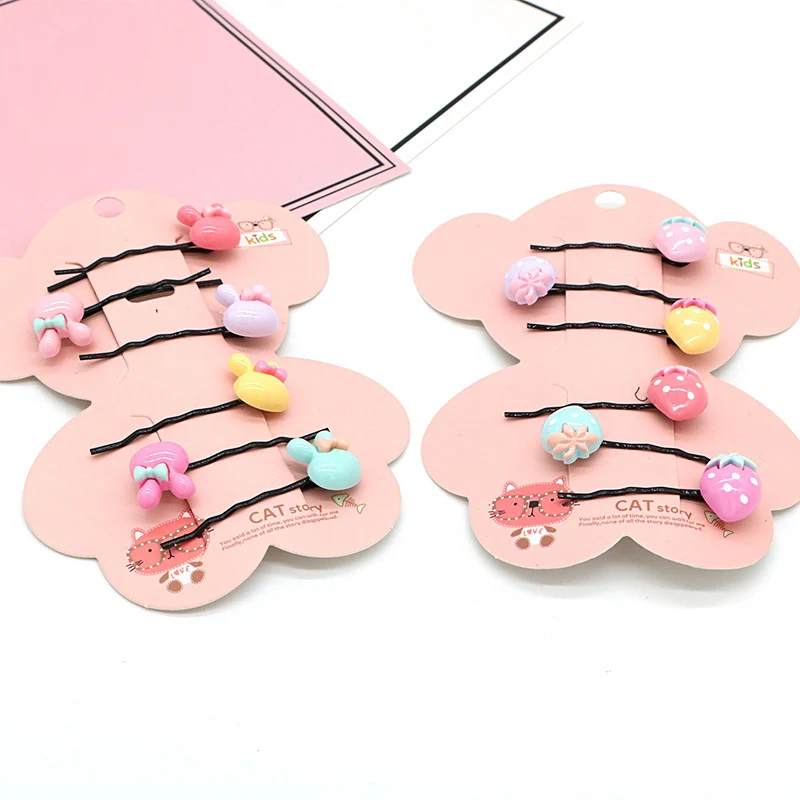 

Hot Candy 6PCS/Set Kids Girls Hairpins Strawberry Crown Rabbit Cute Children Cartoon Hair Clips