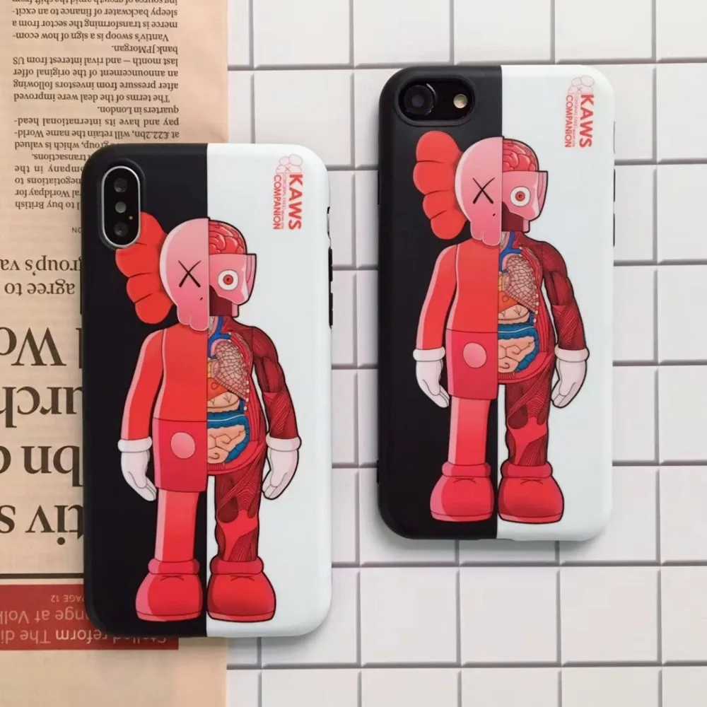 Trend Hip Hop style Kaws Funny Anatomy doll Patterned phone case for iphone X 6 6s plus 7 8 7plus soft imd back cover |