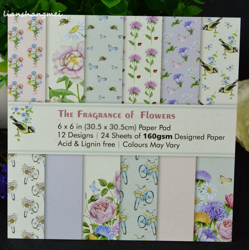 

24pcs 6" Single-side Spring scenery pattern creative papercraft art paper handmade scrapbooking kit set books