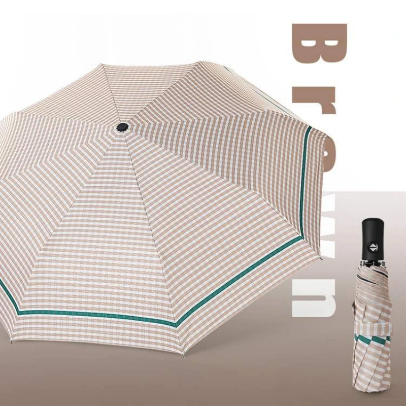 Мини-зонтик дождь Для женщин Для мужчин кленовый, деревянный ручкой Автоматическая трехкратно складываемый зонтик солнцезащитный, защита