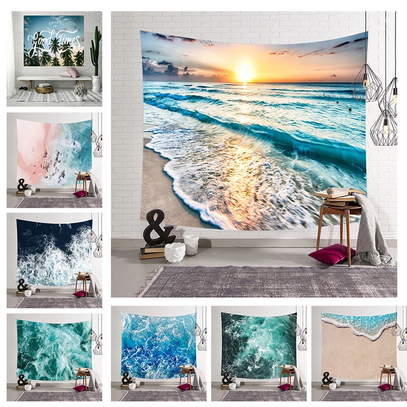 

Beautiful Sea View Wall Hanging Tapestry Home Decor Beach Towel Picnic Throw Rug Blanket 150x130cm/203x150cm Drop Shipping