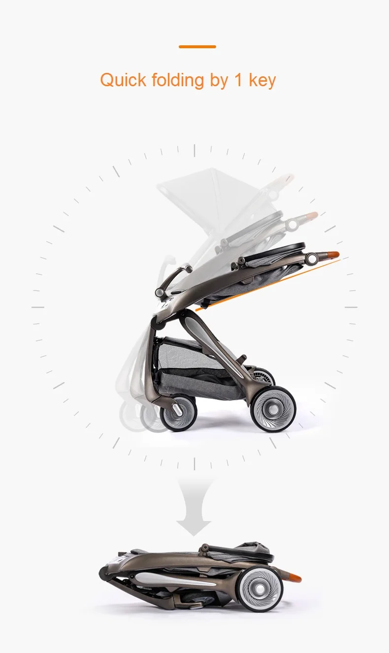 Детский пластиковый светодиодный светильник для детских колясок, портативный светильник с высоким пейзажем, складная коляска для новорожденных