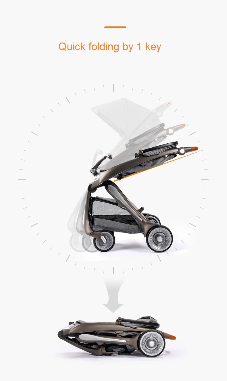 Todo o Plástico Carrinho de Criança Paisagem e Peso Adequado para Recém nascidos Babá Levou Luz Bebê Pram Alta Leve Portátil Dobrável 9 Babysing todo o carrinho de bebê leve do diodo emissor de luz plástico
