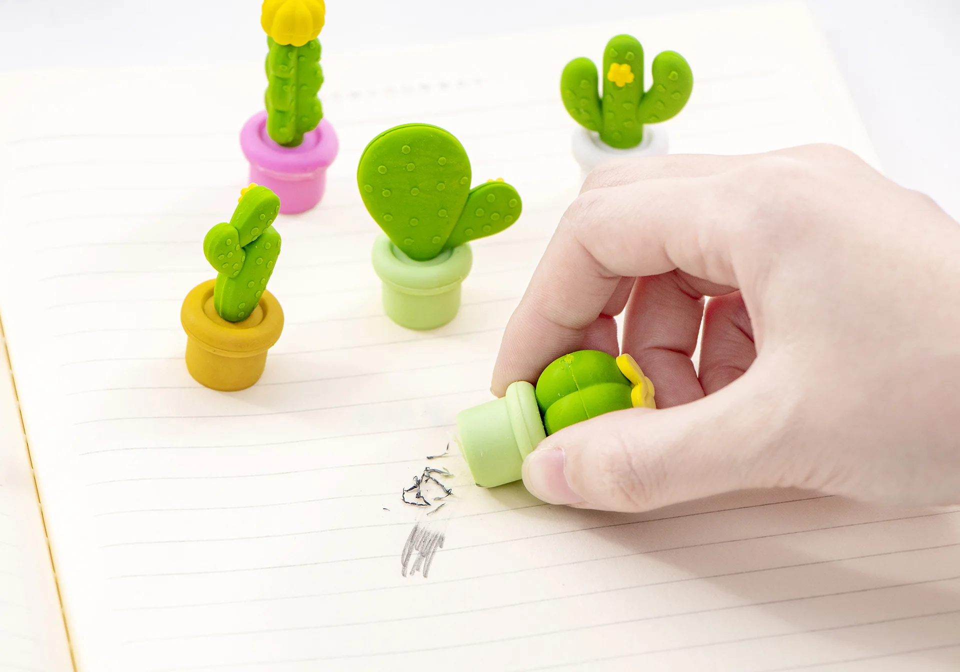 12 pack/lot Cactus Series Eraser Set Rubber Eraser Primary Student Prizes Promotional Gift Stationery