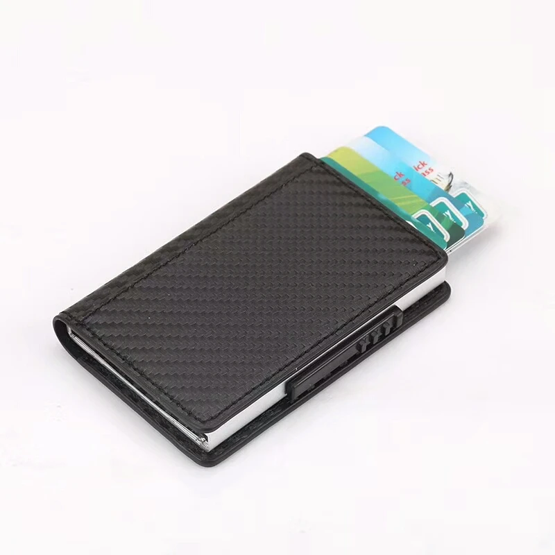 

Vintage Aluminum Credit Card Holder Women Men Slim RFID Blocking Wallet Carbon Fiber PU Leather Bank Cardholder Coin Purse