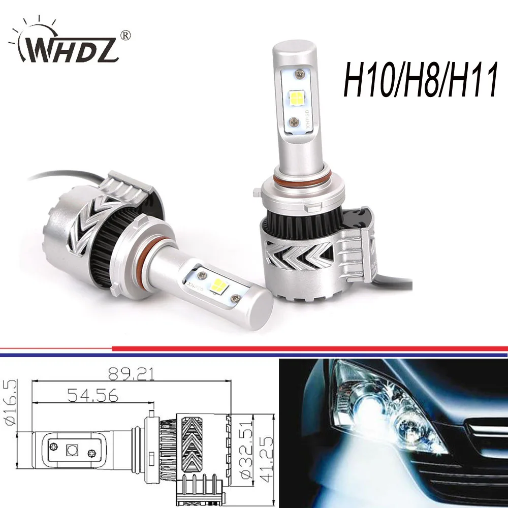 

8G 72W Automobile LED Headlight H10/H8/H11 LED Bulb Kit with 2PCS-CREEs-XHP50 Hi/lo Beam High Power led bulbs 12000lm 6500K