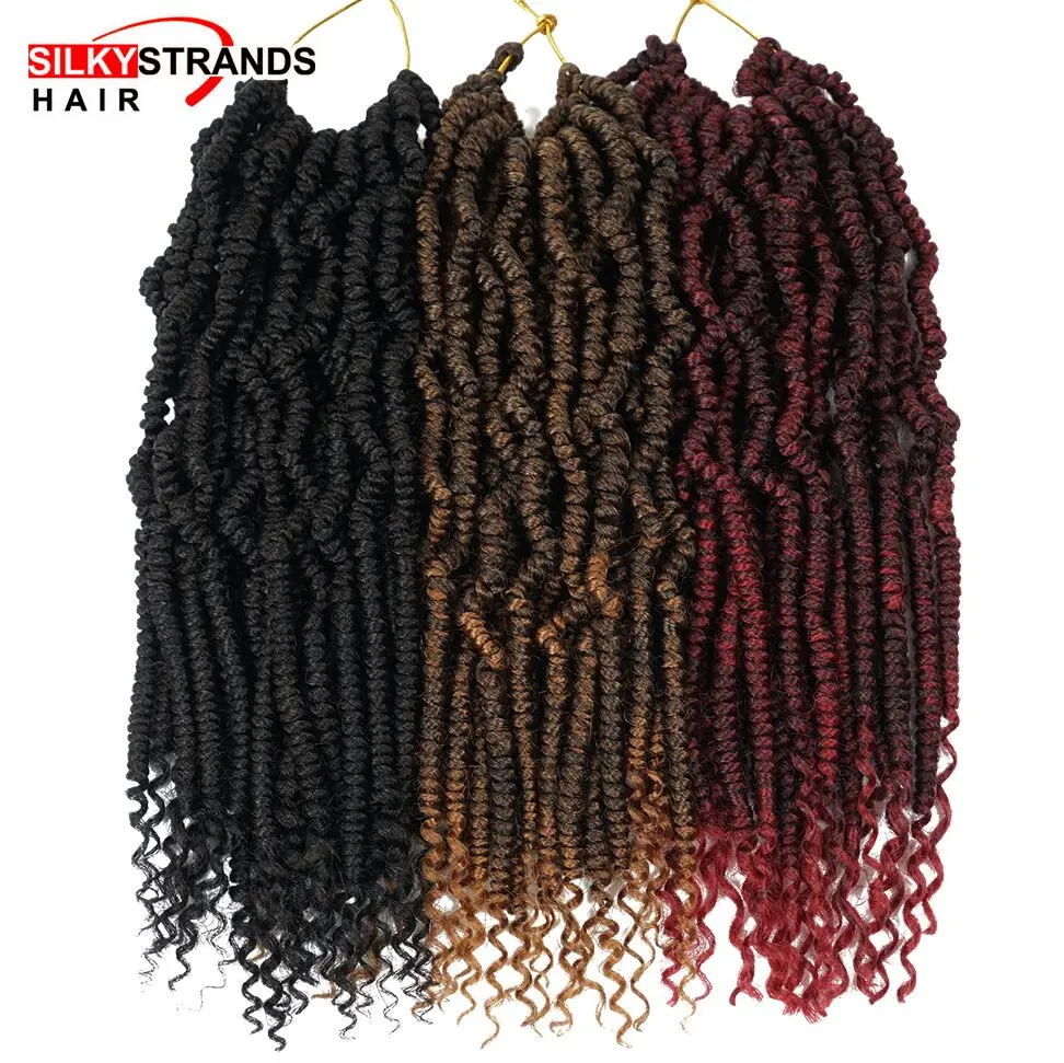 

12inch Ombre Fluffy Passion Twist Hair Braiding 70g/pack Pre Twisted Bomb Spring Twist Curly Crochet Braids Hair Synthetic