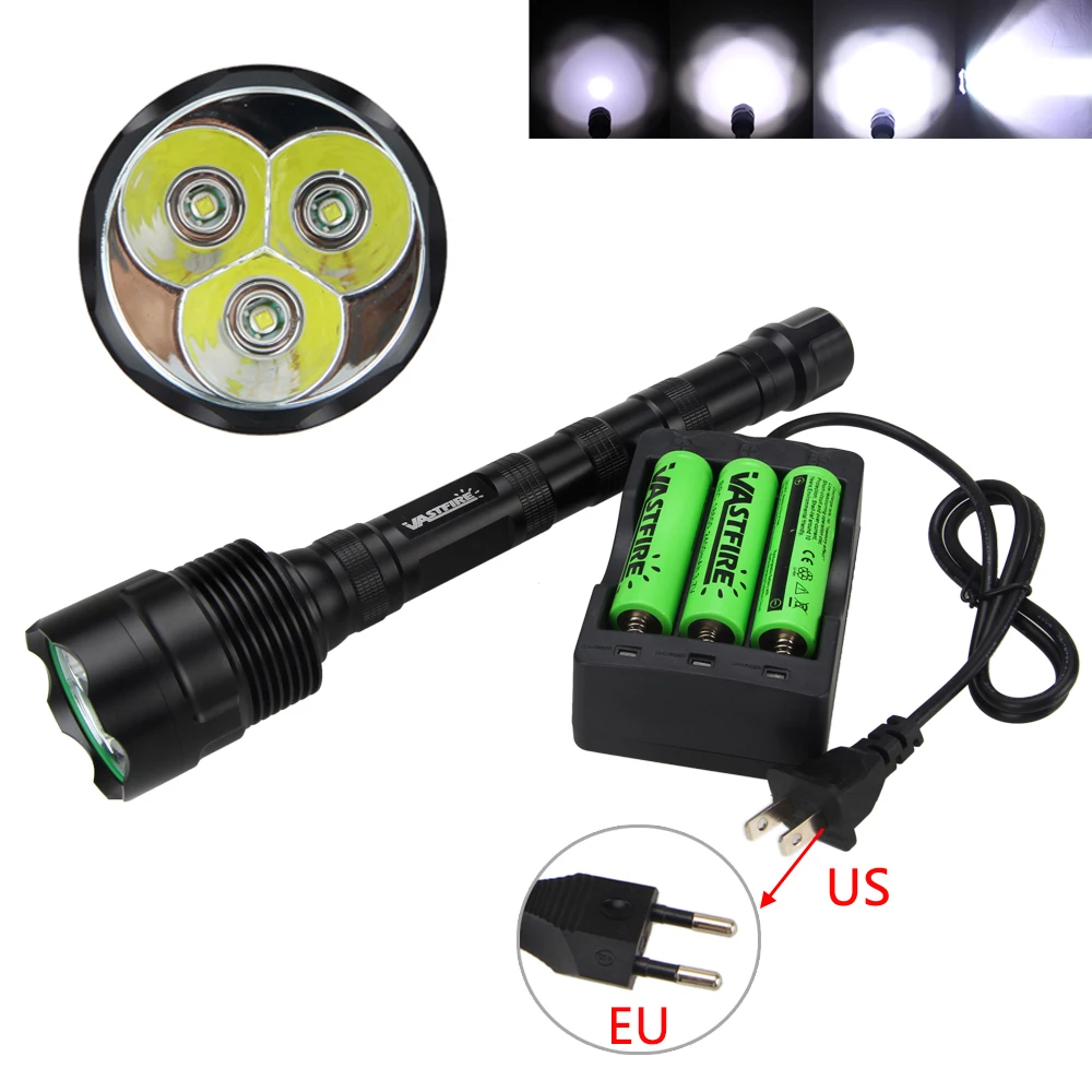 

1500 Lm 3x XML T6 LED Trustfire Rechargeable Tactical Flashlight Torch +18650+Charger