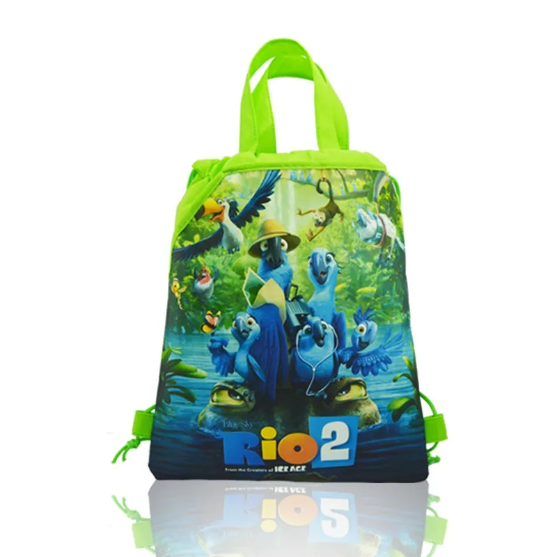 

1pcs Drawstring Backpacks Bags 34*27CM Cartoon Rio2 Children Non Woven Fabrics Home Storage School Shopping