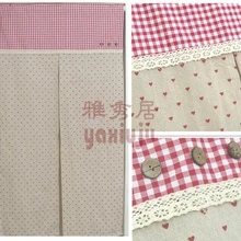 Хлопок и лен смесь клетчатая пуговица деревенская дверь занавески для кухни 150/110*90 см по индивидуальному заказу