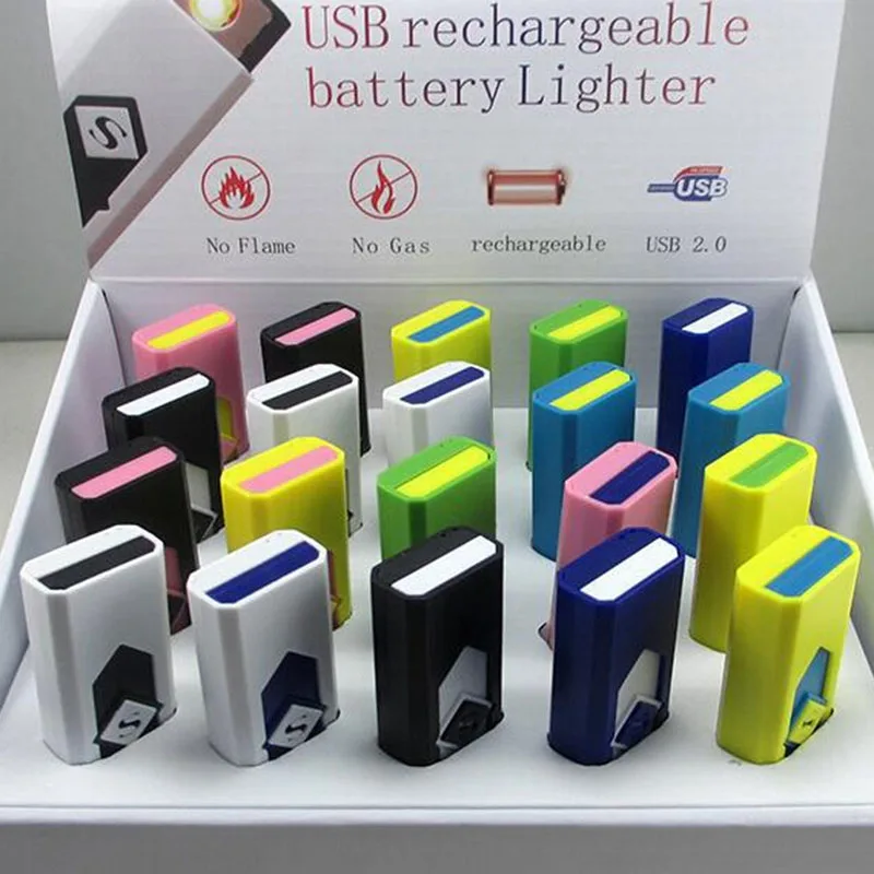 7 цветов USB Электронная аккумуляторная батарея зажигалка без пламени Зажигалка без газа/топлива Зажигалка