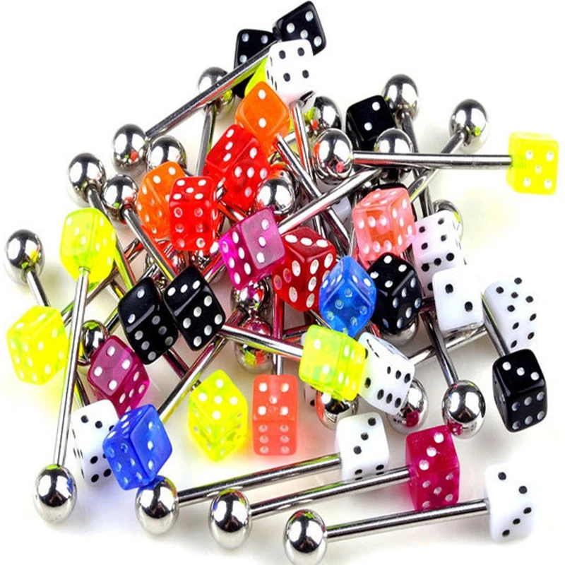Buy 20PCS Hiphop Acrylic Dice Labrets Lip Ear Bone Bar