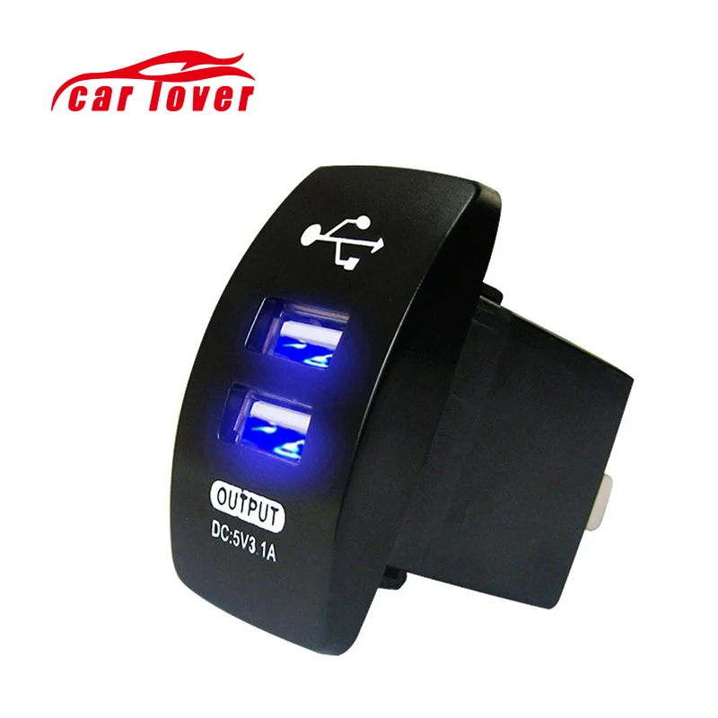 Двойное зарядное устройство USB для автомобиля, мотоцикла, прикуриватель для телефона, USB зарядное устройство+ светодиодный цифровой дисплей, измеритель напряжения, монитор 12 В, 24 В, синий