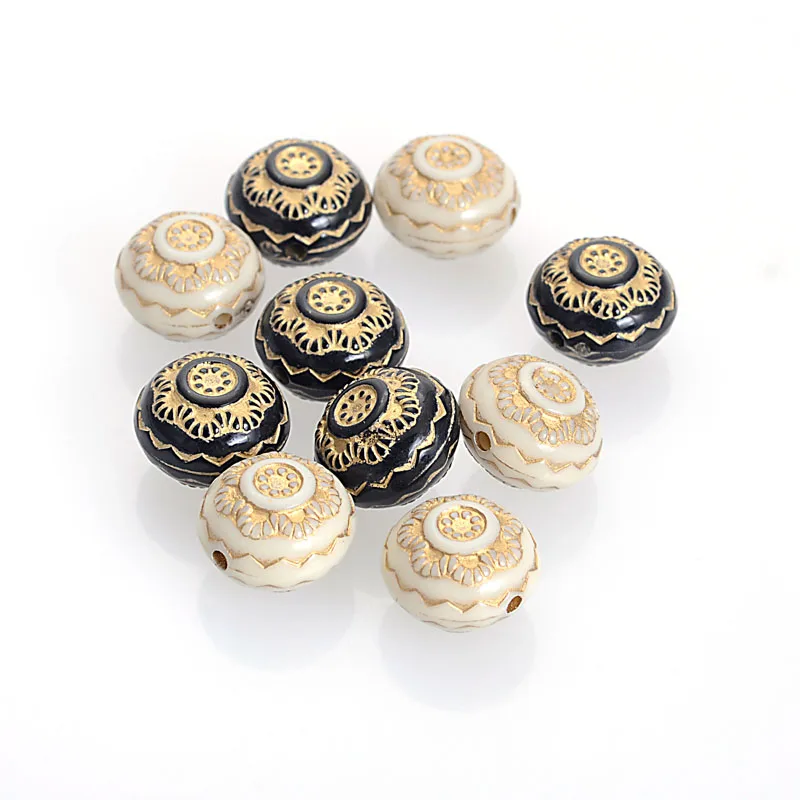 

Miasol 100 Pcs/Lot 9.5x13MM Fluted Corrugated Antique Design Plating Acrylic Spacer Loose Charms Beads For Diy Jewelry Making