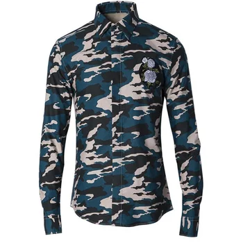 

Camouflage Flower Embroidery Men Shirts Slim Body Army Pattern 100% Cotton Shirt Basic Shirts Casual Breathable Clothing M-4XL