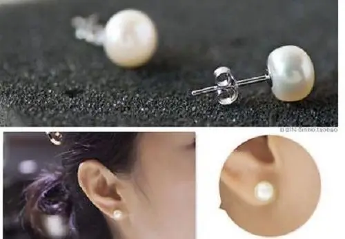 

free shipping 10-11 MM SOUTH SEA GENUINE WHITE PEARL EARRING SOLID WHITE MARKED+BOX 925silver