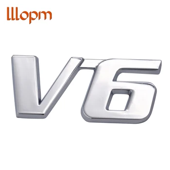 

Car-Sticker Chrome Metal V6 Emblem Badge 3D Decal Trunk Auto Motor Car Styling Sticker for Ford Fiesta Kuga Ranger Galaxy Fusion