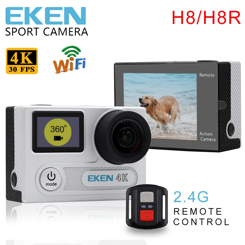 EKEN H8R Original H8 Action Camera VR360 Ultra 4K/30fps WiFi Dual LCD