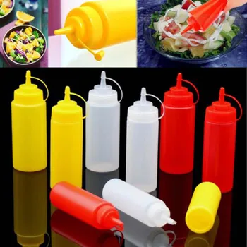 

1PCS Hot Sale 8/12/16/24oz Plastic Squeeze Bottle Condiment Dispenser Ketchup Mustard Sauce Vinegar New Fashion