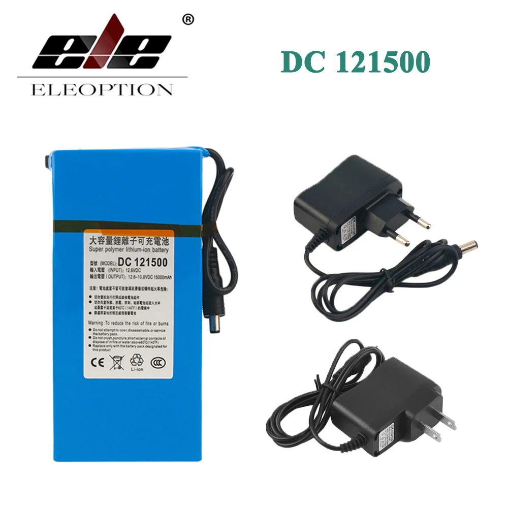 

ELEOPTION DC 121500 DC 12V 15000mAh Super Powerful Rechargeable Lithium-ion Battery With Plug