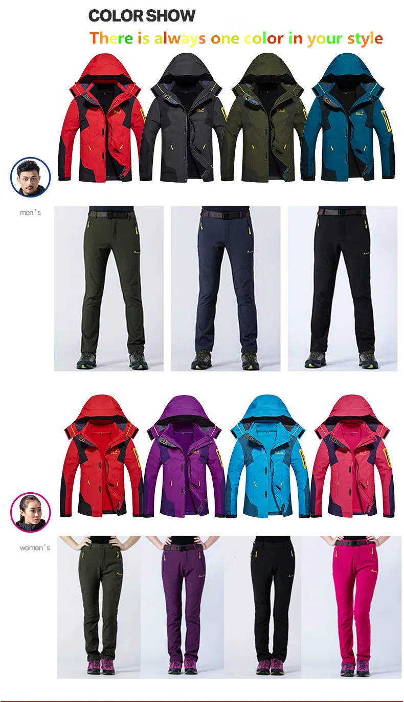 Jaquetas ao ar Livre de Acampamento Cabolsas + Calça Unco Boror High End Casais Caminhadas Jaqueta Cabolsa Escalada Três-in-one Terno M-8xl 2021new & 16 High Quality Esporte e Lazer