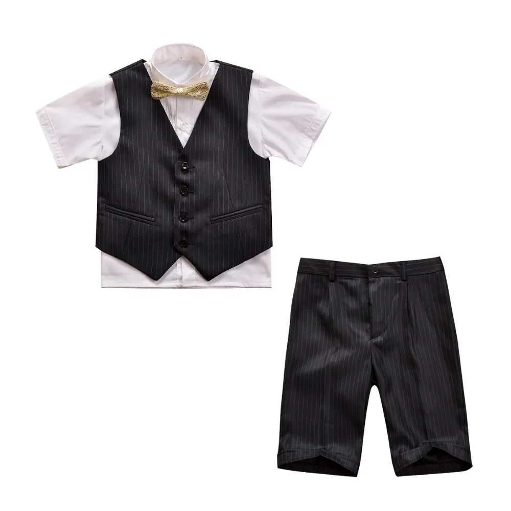 Boys Formal Suit for Wedding Boys Clothes Set Stripe Vest Suit and Pant