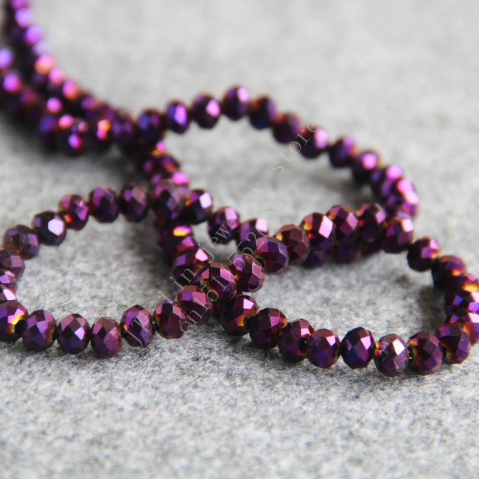 T8228 Charming 4X6mm Faceted Purple AB+ colorful glass Crystal beads