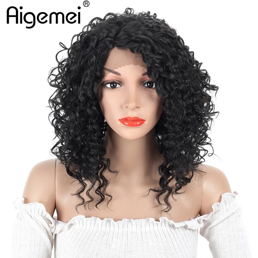 

Aigemei 12inch Curly Synthetic Lace Front Wigs For Women High Temperature Heat Resistant Fake Hair Cosplay Wigs