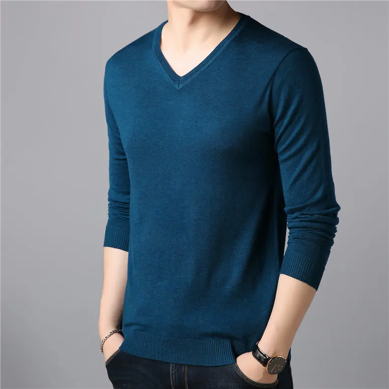 COODRONY, классический однотонный свитер для мужчин, Повседневный пуловер с v-образным вырезом, Мужская одежда,, Осень-зима, Свитера размера плюс, Pull Homme 8153