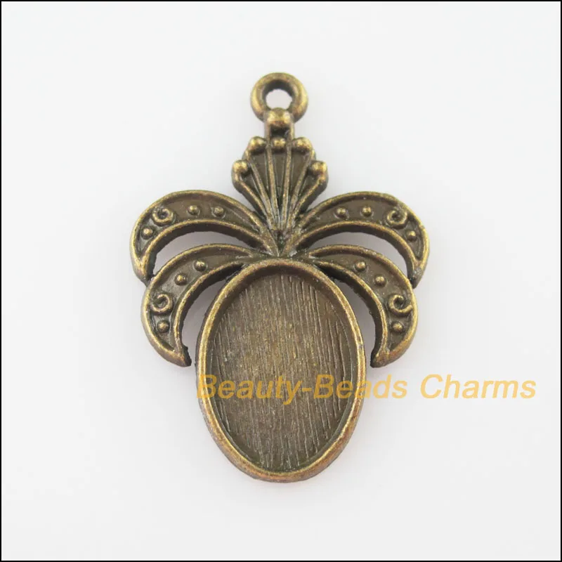

New 5Pcs Antiqued Bronze Oval Flower Picture Frame Charms Pendants 22x32mm