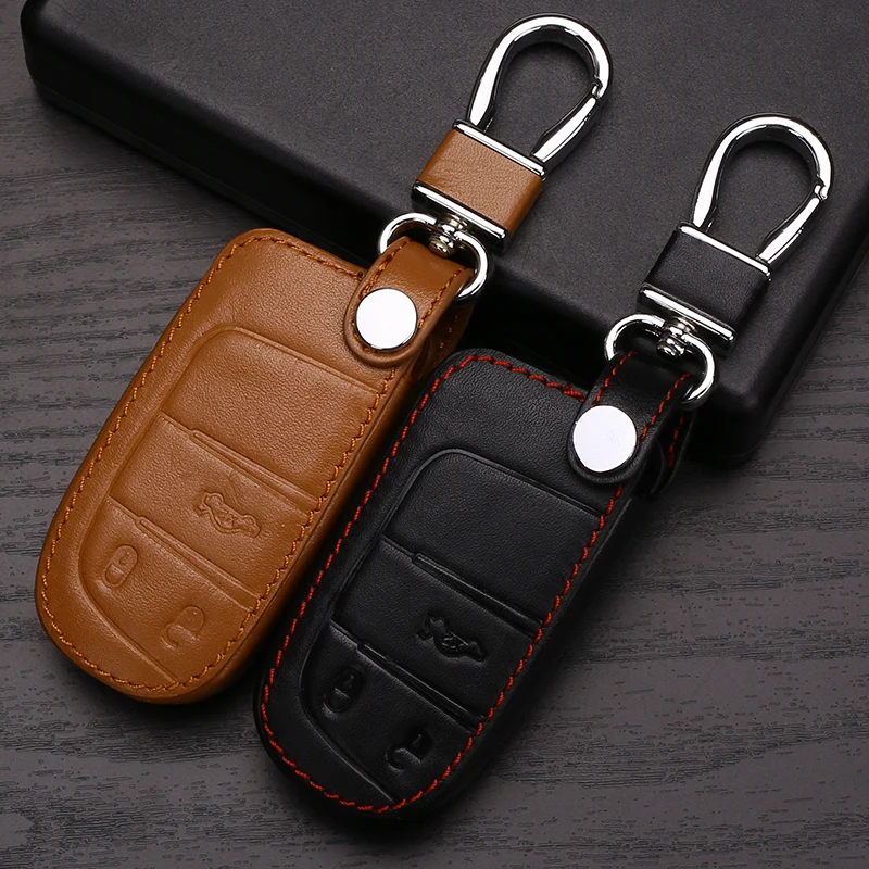 

Leather Key Case Cover For Jeep Grand Cherokee Compass Patriot Dodge Journey Chrysler 300C Car Key Chain For Jeep Key Fob Cover