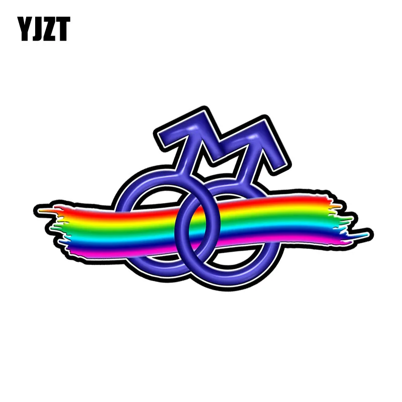 YJZT 14CM*7.5CM Gay Rainbow Creative Reflective Car Stickers Funny PVC