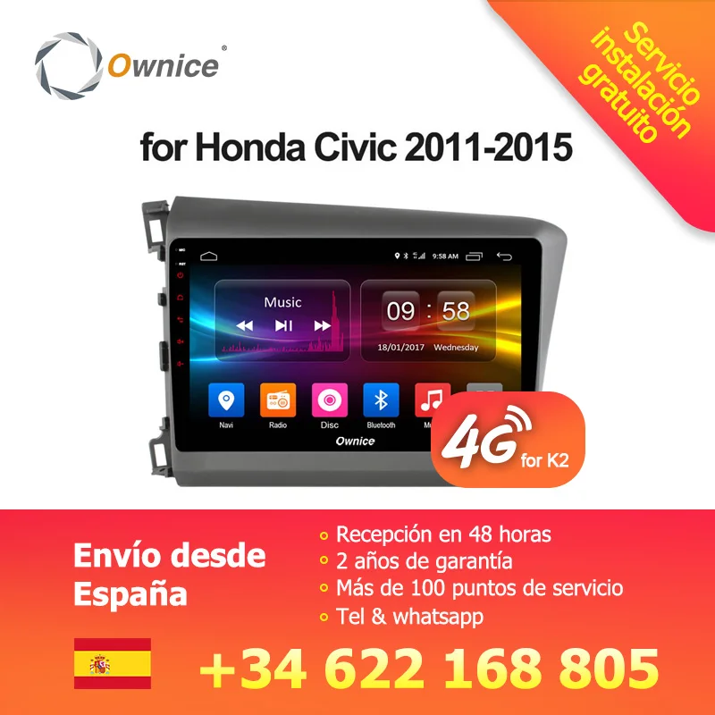 

Ownice K1 K2 Android 8.1 eight core 2GB RAM 32GB ROM Car Radio player GPS For Honda Civic 2011 - 2015 Support 4G DAB+ DVD