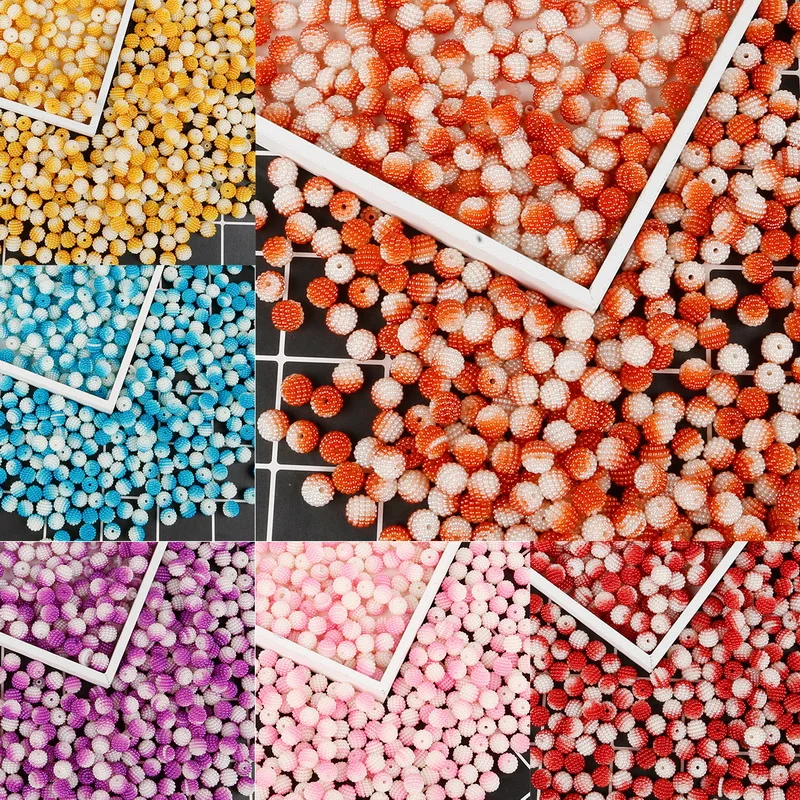 50pcs Multicolor Plastic ABS Bead Ombre Imitation Pearl Beads Waxberry Bayberry Ball Bead DIY Craft Clothing Decoration Ornament images - 6