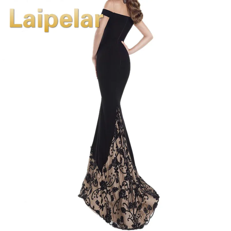 Noir Encolure Vintage Noir Robes Fleur Longueur Patchwork Parti Dentelle Broderie Robe parole Laipelar Sirène Maxi dYx0wdq