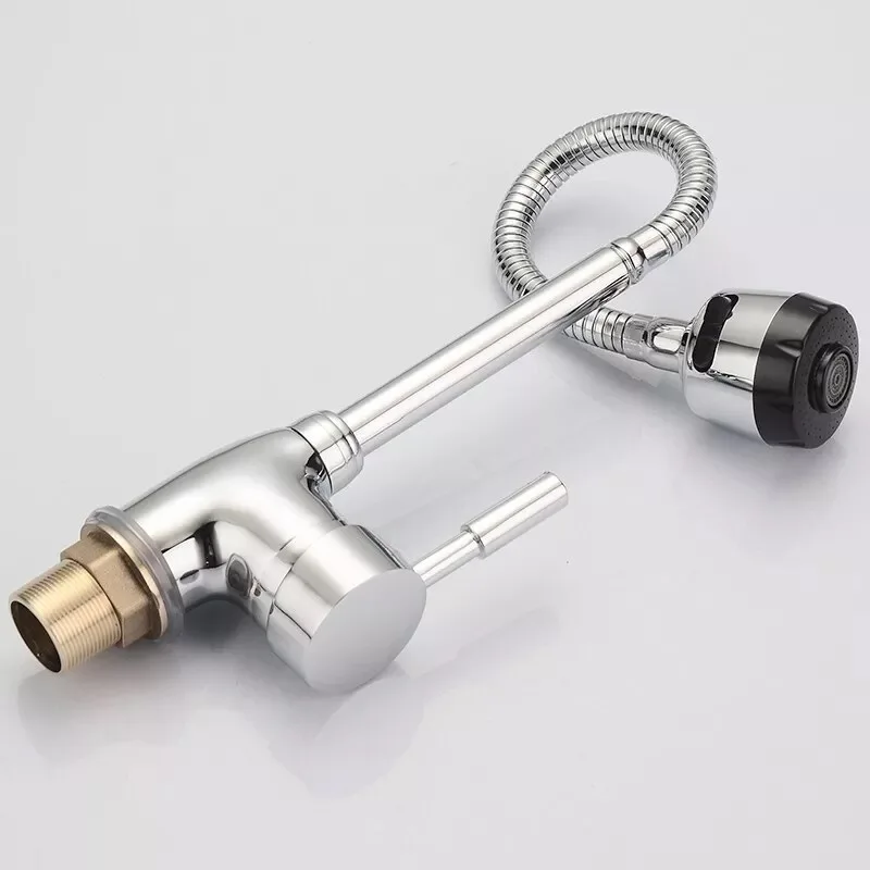 Kitchen Faucet Brass Deck Mounted Pull-out Swivel Spray Mixer Tap Free deformation 360 Swivel Handheld Shower Kitchen