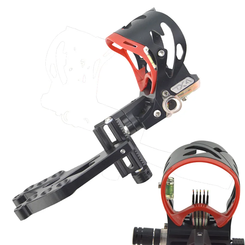 1PC Archery Compound Bow Sight 5 Pin Adjustable Sight Bubble Level for