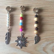 3 тибетское Серебро длинные висячие Dreadlock страх Волосы Заплетены бисера манжеты клип