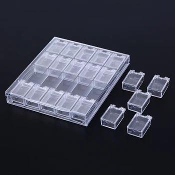 

20 Grids Clear Storage Box Nail Art Display Removable Container Acrylic Empty Strass Beads Jewelry Decoration Case